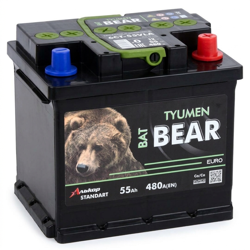 АКБ Batbear 55 Ач о/п 6СТ-55VLA Ca/Ca (куб)