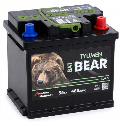 АКБ Batbear 55 Ач о/п 6СТ-55VLA Ca/Ca (куб)